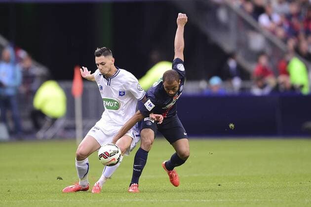 Aktuell Fußball, Frankreich, Coupe de France, AJ Auxerre - Paris St. Germain Lucas (PSG) vs Gregory Berthier (Auxerre) FOOTBALL : PSG vs Auxerre - Finale coupe de France - 30 05 2015 