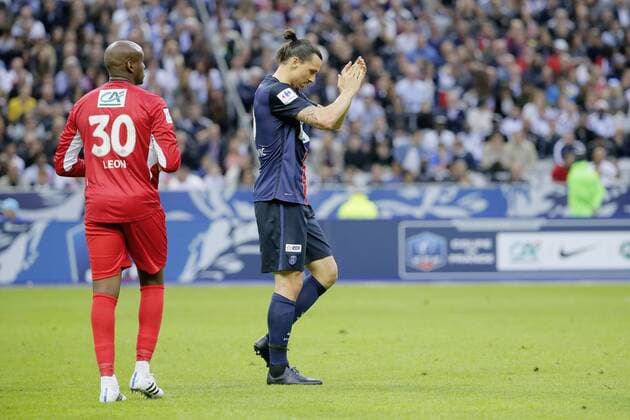 Aktuell Fußball, Frankreich, Coupe de France, AJ Auxerre - Paris St. Germain Zlatan Ibrahimovic (psg), Donovan LEON (AJ Auxerre) FOOTBALL : Paris st Germain vs AJ Auxerre - Coupe de France Finale - 30 05 2015 StephaneAllaman 