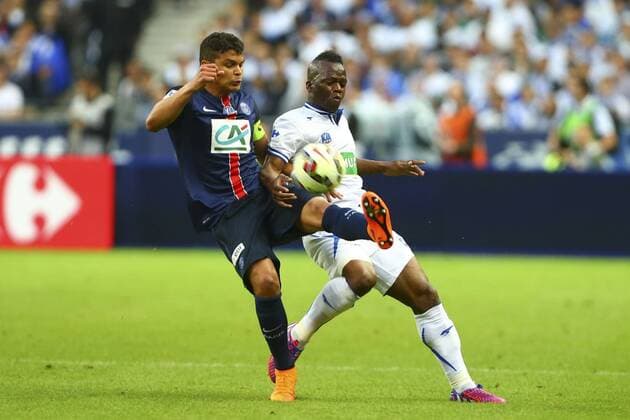 Aktuell Fußball, Frankreich, Coupe de France, AJ Auxerre - Paris St. Germain Thiago Silva (PSG) vs Cheick Fantamady Diarra (AJA) FOOTBALL : Auxerre vs Paris Saint Germain - Finale Coupe de France - 30 05 2015 GwendolineLeGoff 