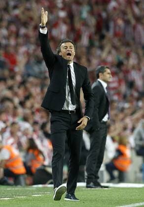 Aktuell Fußball, Spanien, Copa del Rey, Athletic Bilbao - FC Barcelona Athletic de Bilbao s coach Ernesto Valverde (r) and FC Barcelona Barca s coach Luis Enrique Martinez during Spanish King s Cup Final match. May 30,2015.  (2015053016)
