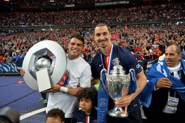 Zlatan Ibrahimovic (psg) - Thiago Silva (psg) FOOTBALL : Paris SG - Finale Coupe de France - 30 05 2015 AnthonyBIBARD FEP Panoramic 