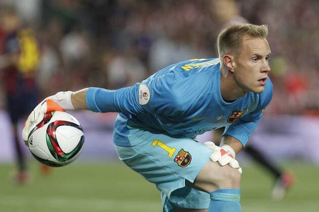 Barcelona s Ter Stegen during 2014-15 Copa del Rey final match between Barcelona and Athletic de Bilbao at Camp Nou stadium in Barcelona, Spain. May 30, 2015.  (2015053000047)