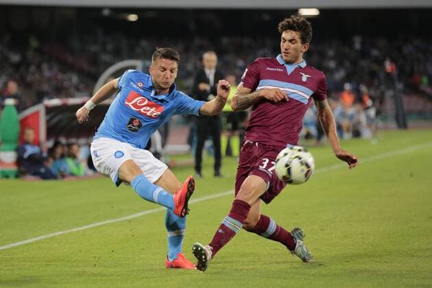 Aktuell Fußball, Italien, Serie A, SSC Neapel - Lazio Rom Dries Mertens Napoli, Danilo Cataldi Lazio, Napoli 31-05-2015 Stadio San Paolo Football Calcio Serie A 2014 2015 SSC Napoli vs. Lazio Roma cesarexpurini