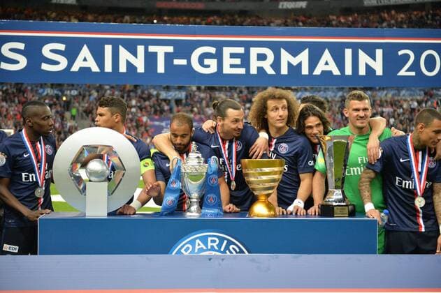 David Luiz (psg) - Zlatan Ibrahimovic (psg) FOOTBALL : Paris Saint Germain PSG - Finale Coupe de France - 30 05 2015 AnthonyBIBARD FEP Panoramic 
