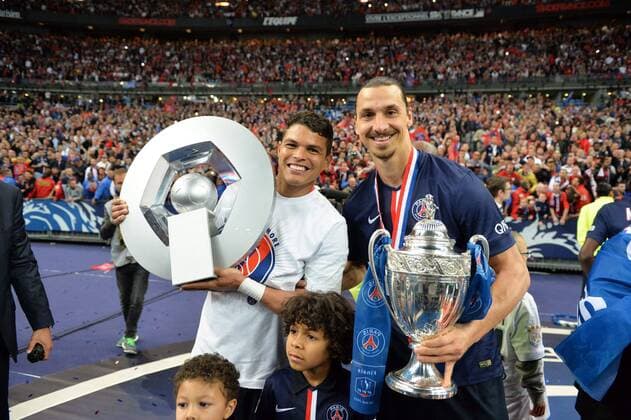 Zlatan Ibrahimovic (psg) - Thiago Silva (psg) FOOTBALL : Paris Saint Germain PSG - Finale Coupe de France - 30 05 2015 AnthonyBIBARD FEP Panoramic 