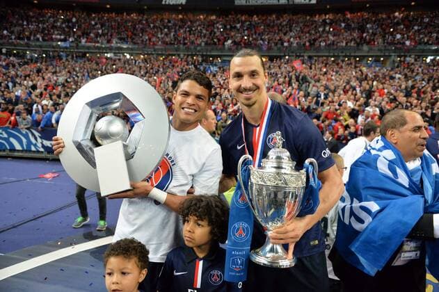 Zlatan Ibrahimovic (psg) - Thiago Silva (psg) FOOTBALL : Paris Saint Germain PSG - Finale Coupe de France - 30 05 2015 AnthonyBIBARD FEP Panoramic 