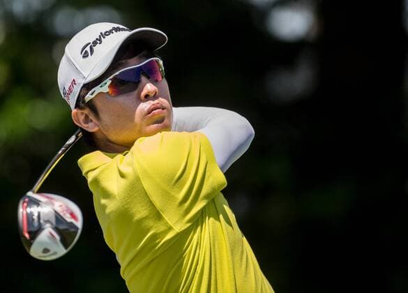 May 31, 2015: S.J. Park hits his tee shot on hole 4 during the fourth round of the AT&T Byron Nelson at TPC Four Seasons Resort in Irving, TX. GOLF: MAY 31 PGA Golf Herren - AT&T Byron Nelson Championship - Final Round Icon1505310214 EDITORIAL USE ONLY