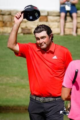 31 MAY 2015: Steven Bowditch reacts after making his parr putt on 18 and winning the AT&T Byron Nelson Championship in Irving, TX. GOLF: MAY 31 PGA Golf Herren - AT&T Byron Nelson Championship - Final Round Icon150531774 EDITORIAL USE ONLY