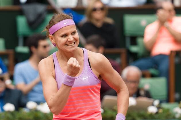 June 1, 2015: Lucie Safarova of Czech Republic of Spain celebrates after winning a 4th round match against Maria Sharapova of Russian Federation on day nine of the 2015 French Open tennis tournament at Roland Garros in Paris, France. Safarova won 76 64. Sydney Low Cal Media. Tennis 2015: French Open JUNE 1 - ZUMAc04_