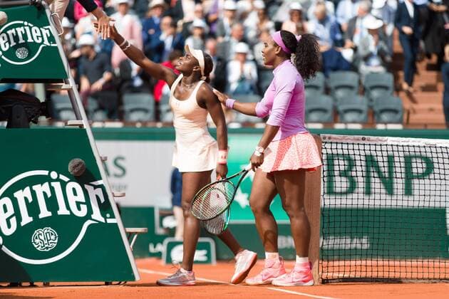June 1, 2015: Serena Williams of United States of America celebrates winning a 4th round match against Sloane Stephens of United States of America on day nine of the 2015 French Open tennis tournament at Roland Garros in Paris, France. Williams won 16 75 63. Sydney Low Cal Media. Tennis 2015: French Open JUNE 1 - ZUMAc04_