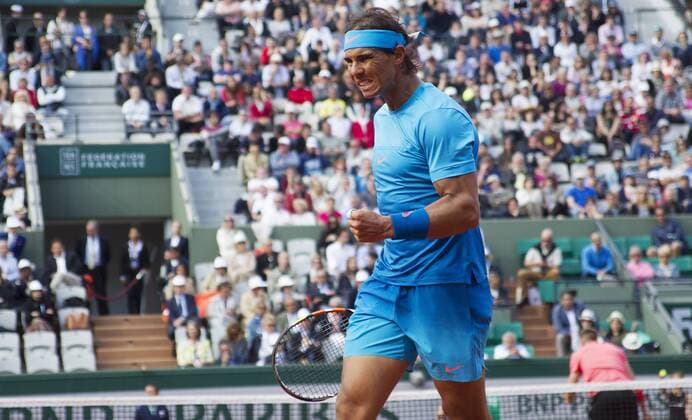 TENNIS - ATP Tennis Herren French Open 2015 PARIS,FRANCE,01.JUN.15 - TENNIS - ATP World Tour, Grand Slam, Roland Garros, French Open. Image shows the rejoicing of Rafael Nadal (ESP). GEPAxpictures xMatthiasxHauer