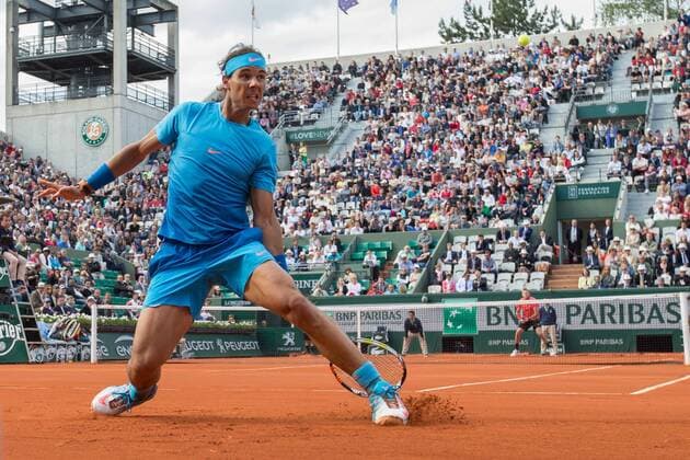 June 1, 2015: Rafael Nadal of Spain in action in a 4th round match against Jack Sock of United States of America on day nine of the 2015 French Open tennis tournament at Roland Garros in Paris, France. Sydney Low Cal Media. Tennis 2015: French Open JUNE 1 - ZUMAc04_