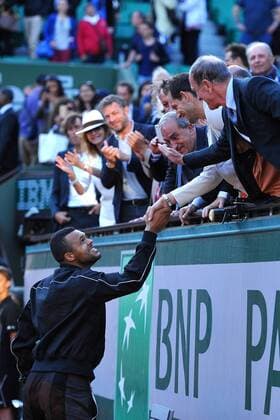 Jo Wilfried Tsonga (FRA) Renaud Lavillenie (FRA) TENNIS : Roland Garros 2015 - Internationaux de France - 02 06 2015 TennisMagazine Panoramic 