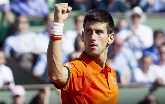 TENNIS - ATP Tennis Herren French Open 2015 PARIS,FRANCE,03.JUN.15 - TENNIS - ATP World Tour, Grand Slam, Roland Garros, French Open. Image shows the rejoicing of Novak Djokovic (SRB). GEPAxpictures xMatthiasxHauer