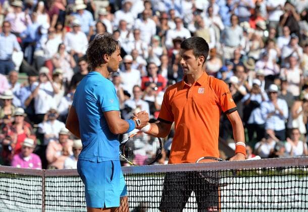 Novak Djokovic (srb) vs Rafael Nadal (esp) - 1 4 finale TENNIS : Roland Garros 2015 - Internationaux de France - 03 06 2015 AnthonyBIBARD FEP Panoramic 