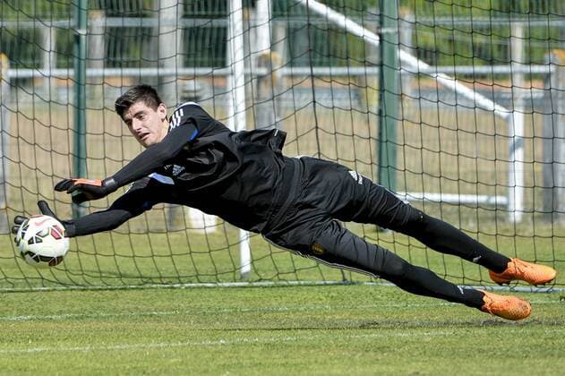 - BORDEAUX, FRANCE: Belgium s goalkeeper Thibaut Courtois pictured during a training session on the fourth day of the training camp of Belgian national soccer team The Red Devils in Bordeaux, France, Thursday 04 June 2015. The Devils are preparing for a friendly game against France and a Euro 2016 qualification game against Wales. DIRKxWAEM  x04636618x
