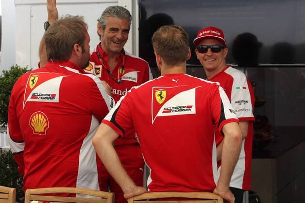Canadian Grand Prix, Montreal 4 - 7 June 2015 04.06.2015 - Maurizio Arrivabene (ITA) Ferrari Team Principal with Sebastian Vettel (GER) Scuderia Ferrari SF15-T and Kimi Raikkonen (FIN) Scuderia Ferrari SF15-T 