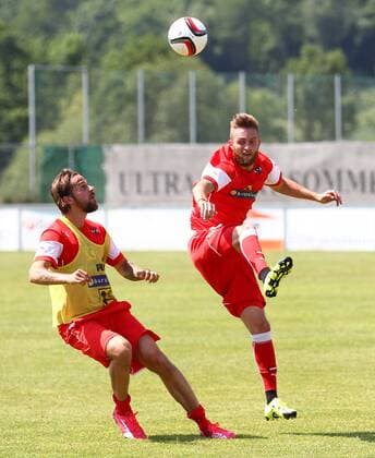 SOCCER - OEFB, team training course STEGERSBACH,AUSTRIA,05.JUN.15 - SOCCER - OEFB, Oesterreichischer Fussball-Bund, team training course. Image shows Martin Harnik and Jakob Jantscher (AUT). GEPAxpictures xCh.xKelemen
