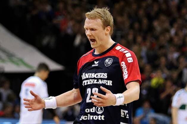Flensburg, 30. May 2015 Handball, Saison 2014 2015, Bundesliga, 33. Spieltag, SG Flensburg-Handewitt - HSG Wetzlar: Jubel Torjubel bei Anders Zachariassen (SG Flensburg-Handewitt, 22)