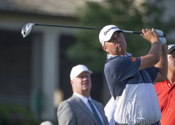 June 05 2015: Bo Van Pelt teeing off during the second round of the Memorial Tournament held at the Muirfield Village Golf Club in Dublin, Ohio. GOLF: JUN 05 PGA Golf Herren - the Memorial Tournament - Second Round Icon150605001 EDITORIAL USE ONLY