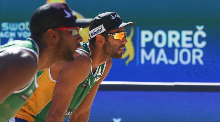 Beach volleyball Beachvolleyball - FIVB Major Series 2015 POREC,CROATIA,06.JUN.15 - BEACH VOLLEYBALL - FIVB Major Series, men. Image shows Evandro Goncalves Oliveira Junior and Pedro Solberg Salgado (BRA). GEPAxpictures xMaticxKlansek
