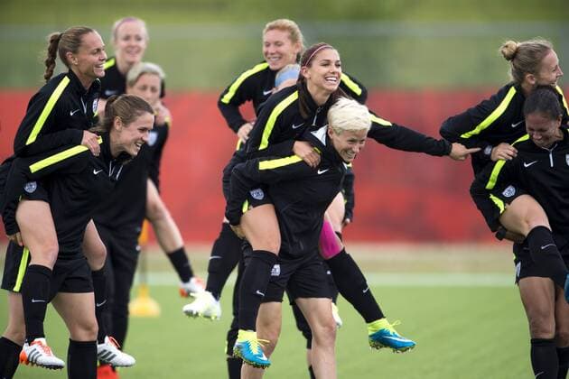Aktuell Fußball, Damen, WM, Training und PK Nationalteam USA June 7, 2015 - Winnipeg - 150607 USA:s Christie Rampone, Alex Morgan, Megan Rapinoe - Training USA -.. BILDBYRAN kod CS 57672 News - June 7, 2015  - ZUMAb138