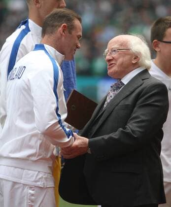 07.06.2015. Dublin, Ireland. International Football Friendly. Republic of Ireland versus England. England captain Wayne Rooney shakes hands with President of Ireland, Michael D. Higgins. xAshleyxCahillx  ActionPlus11628719