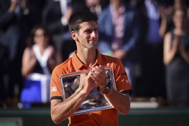Novak Djokovic (srb) - Podium larmes TENNIS : Roland Garros 2015 - Finale Homme - Internationaux de France - 07 06 2015 