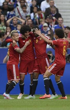 - PARIS, FRANCE: Belgium s Marouane Fellaini (2L) celebrates with his teammates after scoring during a friendly game between France and Belgium in the Stade de France in Paris, France, Sunday 07 June 2015. The Devils are preparing for a Euro 2016 qualification game against Wales on Friday. DIRKxWAEM  x04637893x