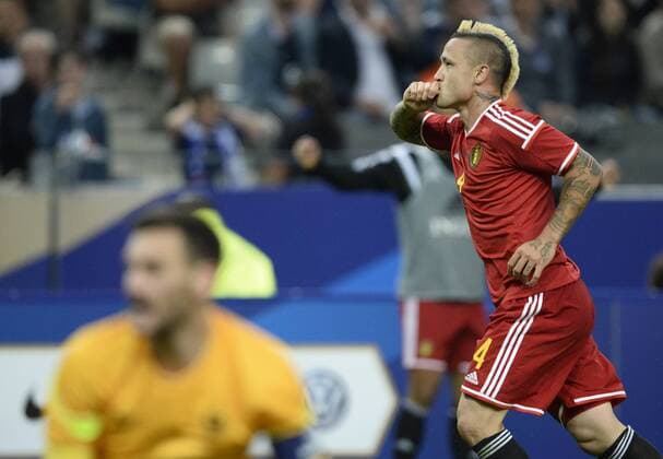 - PARIS, FRANCE: Belgium s Radja Nainggolan celebrates after scoring during a friendly game between France and Belgium in the Stade de France in Paris, France, Sunday 07 June 2015. The Devils are preparing for a Euro 2016 qualification game against Wales on Friday. DIRKxWAEM  x04637960x
