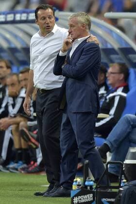 Head Coach Didier Deschamps of France talks to Wilmots Marc head coach of Belgium FOOTBALL : France vs Belgique - match amical - 07 06 2015 PHOTONEWS PANORAMIC 