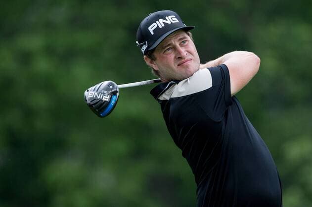 David Lingmerth competes during the final day of the Memorial Tournament at Muirfield Village Golf Club in Columbus, Ohio, the United States, on June 7, 2015. David Lingmerth of Sweden wins over Justin Rose in three playoffs. ) (SP)US-GOLF-MEMORIAL TOURNAMENT TingxShen 