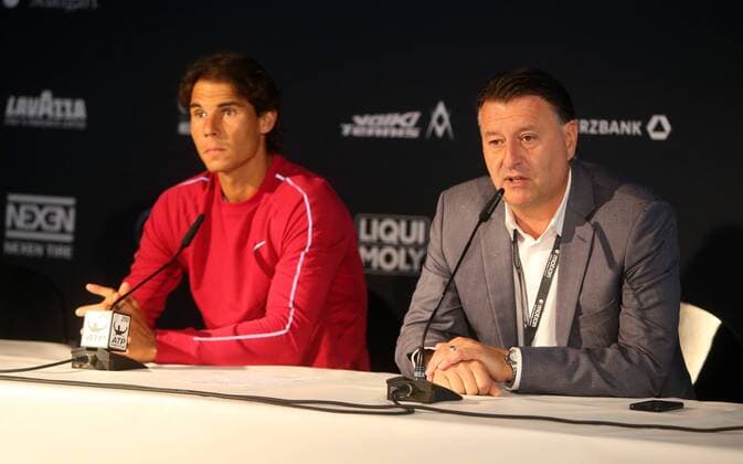 MercedesCup 2015 Deutschland, Stuttgart, 08.06.2015, Tennis, MercedesCup 2015, Stuttgart Weissenhof: v.l. Rafael Nadal, Edwin Weindorfer (Turnierdirektor).