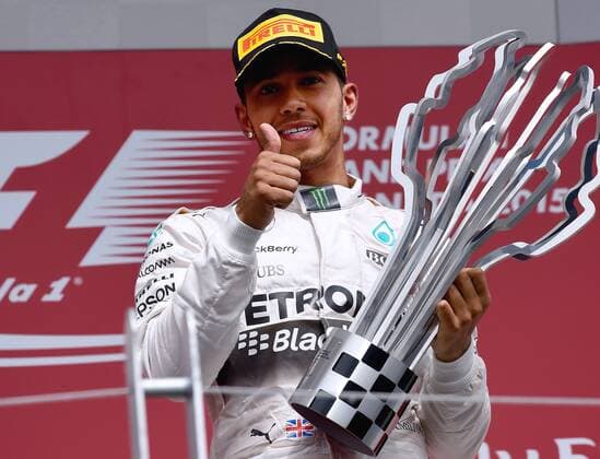 HAMILTON Lewis F1 Team Mercedes AMG bei der Siegeehrung FIA Grosser Preis von Kanada 2015 in Montreal am 07. Juni 2015 in Montreal 