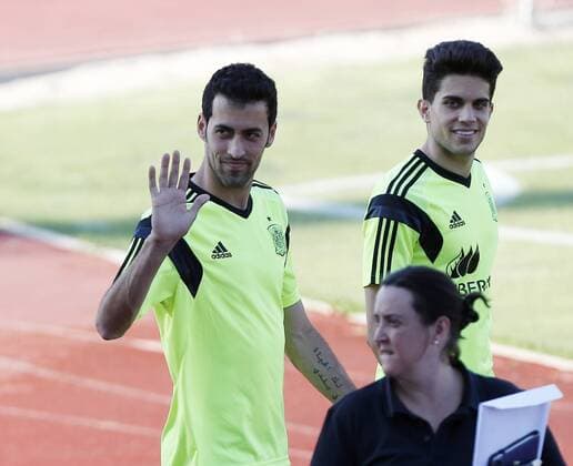 Aktuell Fußball, Training Nationalteam Spanien Spanish national team Nationalteam training session. In this picture, Busquets and Bartra. xJOSExA.xGARCIAx 