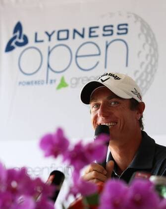 GOLF - Lyoness Open 2015 ATZENBRUGG,AUSTRIA,09.JUN.15 - GOLF - PGA Golf Herren European Tour, Lyoness Open, Diamond Country Club, press conference PK Pressekonferenz Image shows Nicolas Colsaerts (BEL). GEPAxpictures xDanielxGoetzhaber