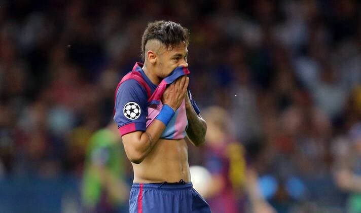 Neymar da Silva (Barcelona), enttaeuscht nach einem nicht gegebenen Tor Juventus Turin FC Barcelona Barca UEFA Champions League, Finale, final match, 2014 2015, Fußball, Fussball, soccer, Herren, Maenner, Männer, Deutschland, Germany, Ergebnis 1:3 Berlin, 6.6.2015 Olympiastadion