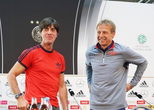 Köln, Fussball, DFB; Deutschland vs USA, Pressekonference mit Jürgen Klinsmann, Joachim Löw, 09.06.2015, Mercedes Zentrum Köln