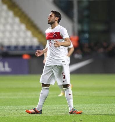 Friendly match between Turkey ( White ) and Bulgaria ( Red )at Recep Tayyip Erdogan Stadium in Istanbul on June 08,2015. Final Score: Turkey 4 - Bulgaria 0 Pictured: Hakan Calhanoglu of Turkey . 