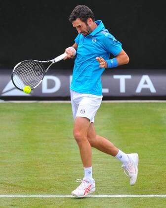 Mikhail KUKUSHKIN (KAZ). Deutschland, Stuttgart: Tennis, MercedesCup 2015: 1. Runde am 09.06.2015, Center Court, TC Weissenhof.