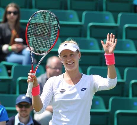 TENNIS - WTA Tennis Damen Aegon Open 2015 NOTTINGHAM,ENGLAND,10.JUN.15 - TENNIS - WTA Tour, Aegon Open. Image shows the rejoicing of Alison Riske (USA). GEPAxpictures xAlanxGrieves