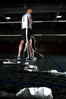 24.05.2015, Sportzentrum Westenfeld, Bochum Volleyball, Fotoshooting Nationalmannschaft Maenner Porträt, Portraet, Portrait Christian Fromm ( 1 GER) Out of the box