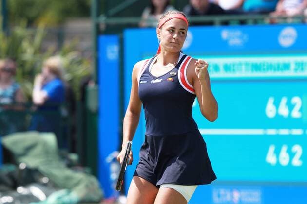 11.06.2015. Nottingham, England. Aegon Open Tennis. Fist pump from Monica Puig (Puerto Rico) during her loss to Johanna Konta (GBR) xDavidxKissmanx  ActionPlus11629896