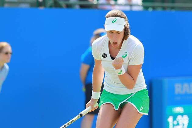 11.06.2015. Nottingham, England. Aegon Open Tennis. Johanna Konta (GBR) showing determination as she edges towards a 2 sets to 1 victory against Monica Puig (Puerto Rico) xDavidxKissmanx  ActionPlus11629897