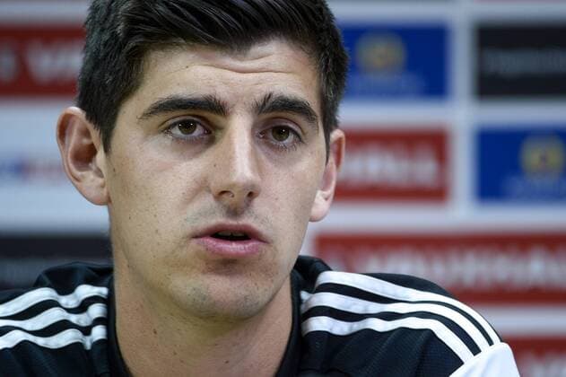 Aktuell Fußball, PK Nationalmannschaft Belgien in Cardiff - CARDIFF, UNITED KINGDOM: Belgium s goalkeeper Thibaut Courtois pictured during a press conference PK Pressekonferenz of Belgian national soccer team Red Devils, Thursday 11 June 2015, in Cardiff, Wales, United Kingdom. The Red Devils play against the Welsh national soccer team in a Euro 2016 qualification game on Friday. DIRKxWAEM  x04640886x