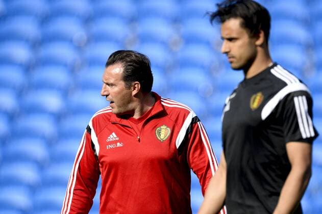 - CARDIFF, UNITED KINGDOM: Belgium s head coach Marc Wilmots and Belgium s Nacer Chadli pictured during a training session of Belgian national soccer team Red Devils, Thursday 11 June 2015, in Cardiff, Wales, United Kingdom. The Red Devils play against the Welsh national soccer team in a Euro 2016 qualification game on Friday. DIRKxWAEM  x04640980x