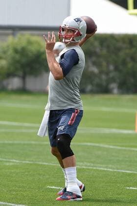 June 11, 2015 - Foxborough, Massachusetts, U.S. - New England Patriots quarterback Tom Brady (12) throws a pass at the organized team activities held on the practice fields at Gillette Stadium in Foxborough Massachusetts. Eric Canha CSM NFL American Football Herren USA 2015: Patriots OTA JUN 11 - ZUMAc04_