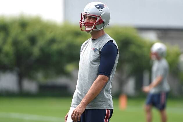 June 11, 2015 - Foxborough, Massachusetts, U.S. - New England Patriots quarterback Tom Brady (12) takes part in the organized team activities held on the practice fields at Gillette Stadium in Foxborough Massachusetts. Eric Canha CSM NFL American Football Herren USA 2015: Patriots OTA JUN 11 - ZUMAc04_