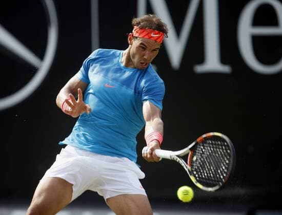 Rafael Nadal (ESP) . Tennis Mercedescup ATP Tennis Herren Tour Stuttgart 2015 . Stuttgart, GER, 07.02.2015, 20. Spieltag Fussball-Bundesliga 2014-2015.