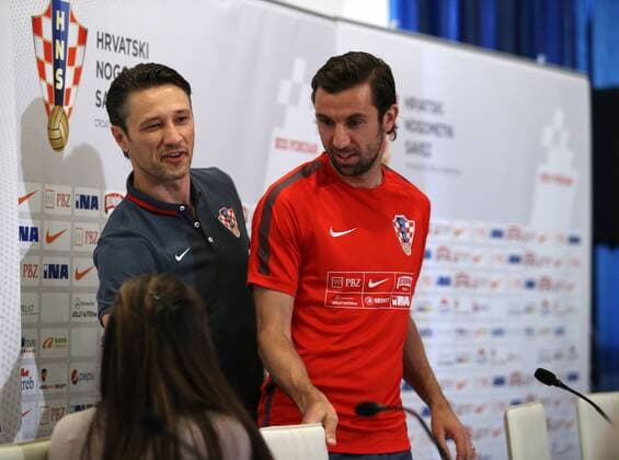 Aktuell Fußball, PK Nationalmannschaft Kroatien in Split Croatian national football team press conference PK Pressekonferenz 11.06.2015., Croatia, Split - Coach of the Croatian national football team Niko Kovac, and captain Darijo Srna held the press conference, ahead of tomorrow s qualifying match against Italy at Poljud.  IvoxCagalj PIXSELL